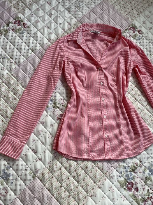 Różowa koszula w paseczki długi rękaw S 36 H&M