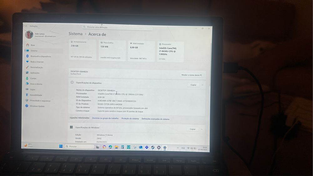 Surface pro 6 I7 - 8GB