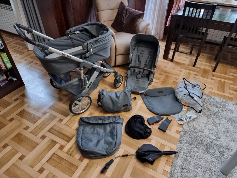 Wózek ABC salsa 4 (gondola, spacerówka i adaptery) + akcesoria