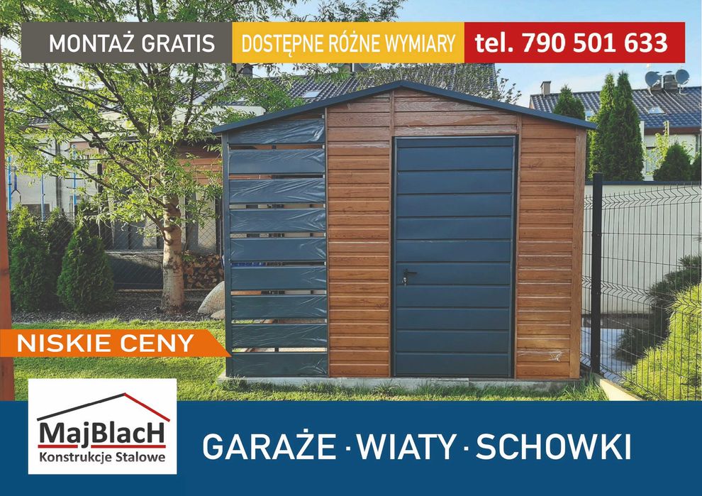 Mały Garaż Blaszany |Wiatka Ogrodowa|Schowek na Narzędzia  - Maj-Blach