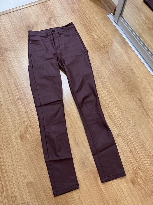 Spodnie skórzane C&A bordo