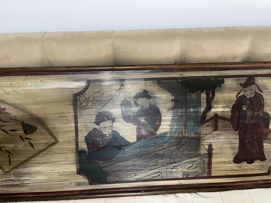 Quadro chinês em madeira pintado à mão