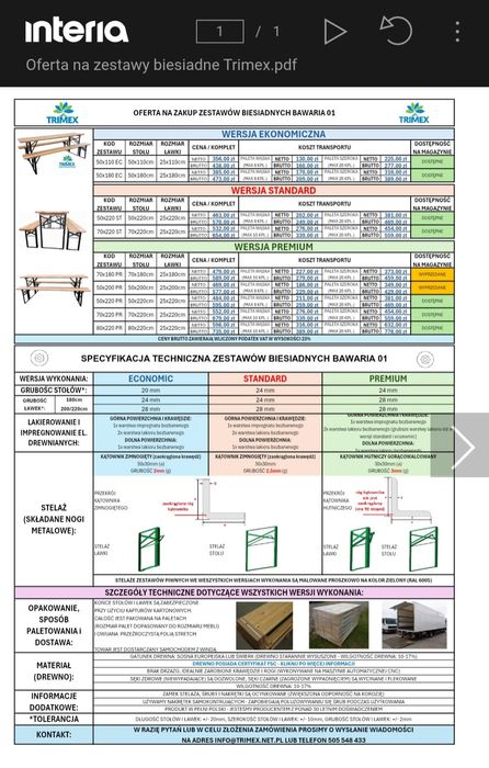 Zestaw biesiadny, ławy i stoły premium- stan nowe!