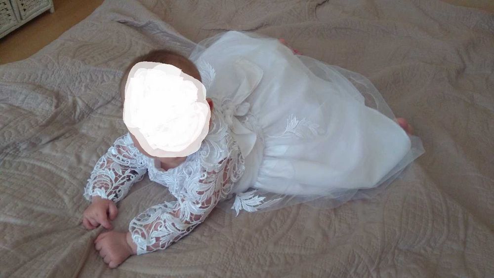 elegancka sukienka dla dziewczynki/dziecka chrzest/ślub + butki