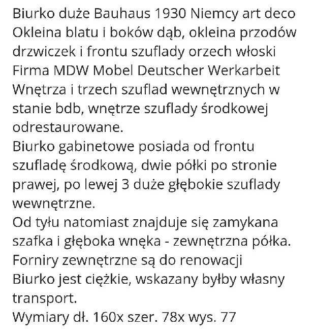 Biurko art deco Bauhaus Niemcy 1930 okazja