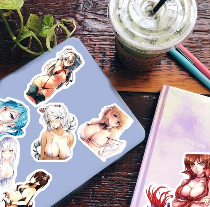 Виниловыe наклейки стикеры аниме секси девушки в купальниках