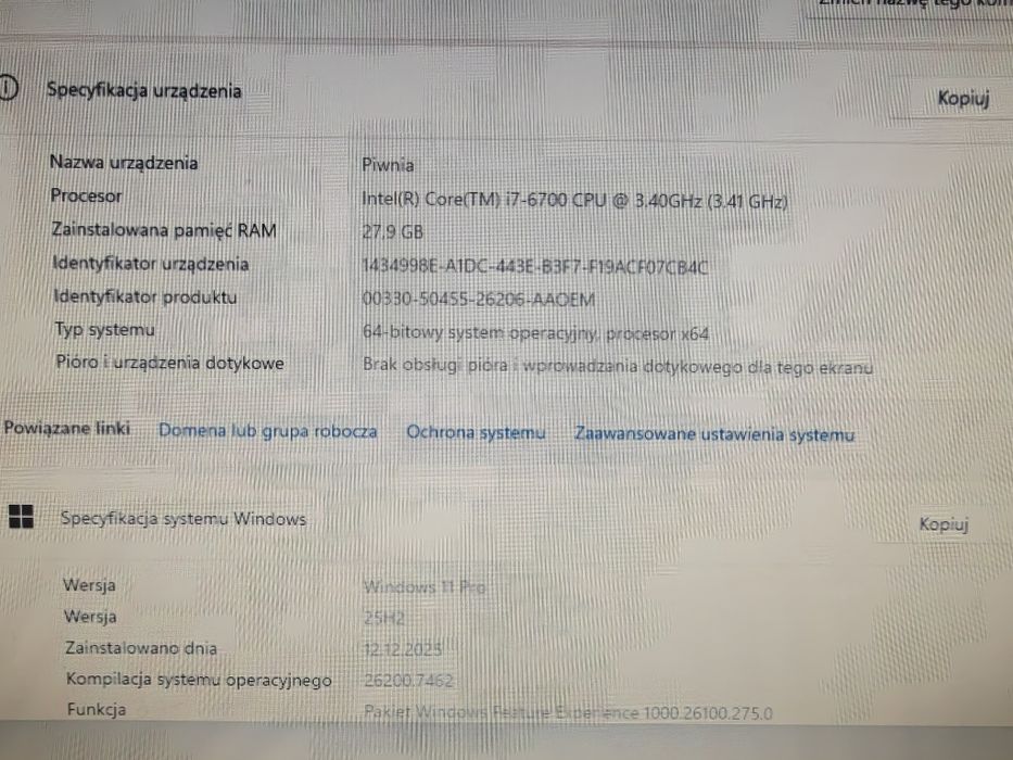 Komputer stacjonarny Lenovo ThinkCentre M900 32GB RAM 256SSD i7