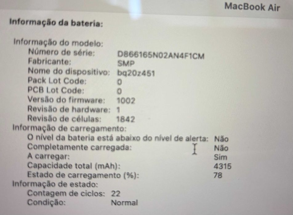 Macbook Air 13" 2020, Core i5 - 1.6Ghz, 8Gb RAM , 256Gb SSD