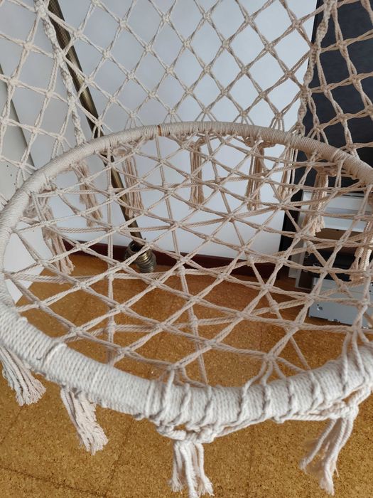 Cadeira de baloiço suspensa macramé