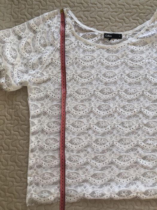 Ażurowa boho koszulka bluzka biała festiwal koncert L Cubus