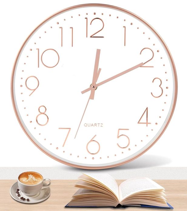 Zegar ścienny LEEPAT 30cm różowe złoto