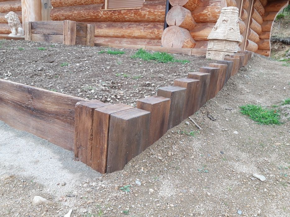 Palisada stojąca, drewno betonowe, palisada, obrzeże