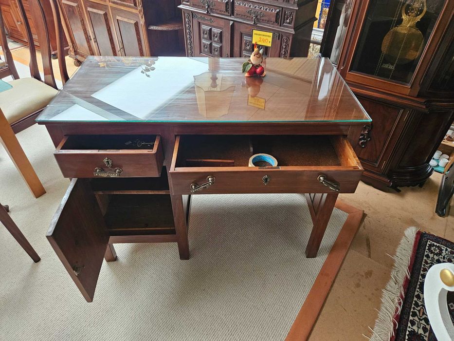 Secretária antiga em madeira maciça com gavetas - óptimo estado geral