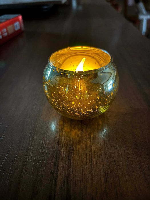 Świecznik Lampion Kula ze Szkła Złoty Dekoracja Stołu Boho 3 SZT