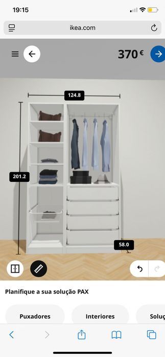 Roupeiro Ikea sistema Pax