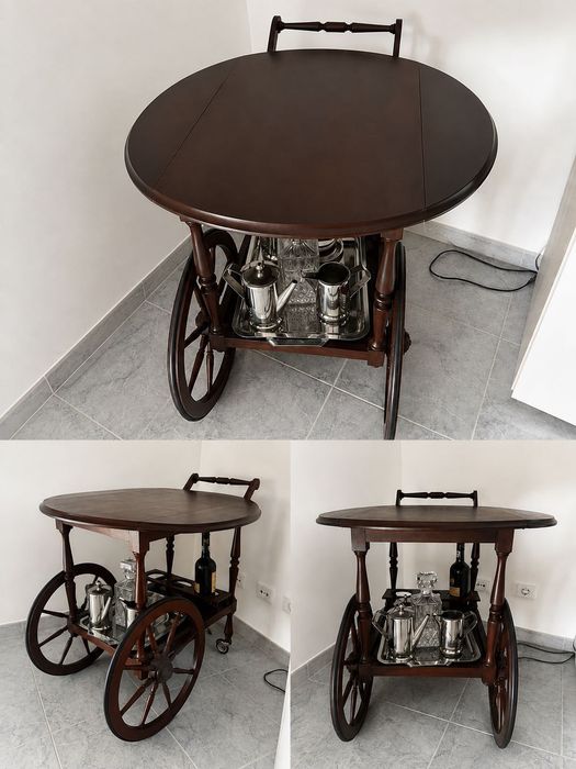 Carrinho de bar vintage em madeira