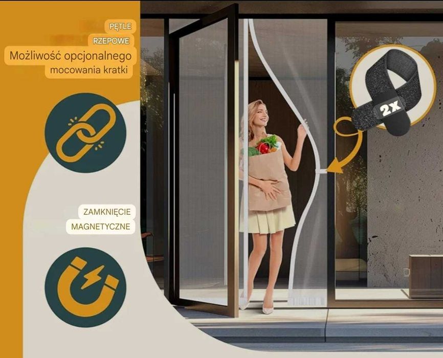 KESSER® Magnetyczna moskitiera na drzwi 90x200 cm - biała