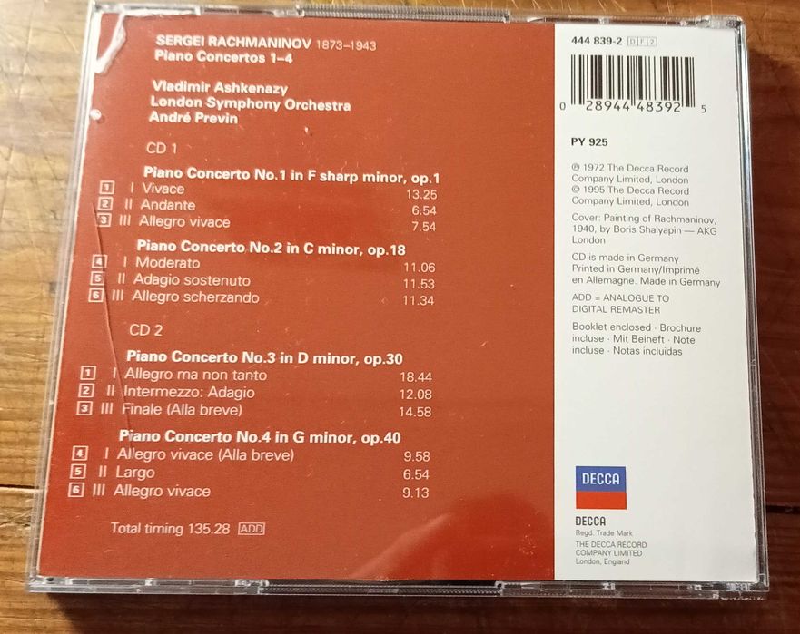 Rachmaninov - Piano Concertos (Ashkenazy / Previn) Decca 2CD