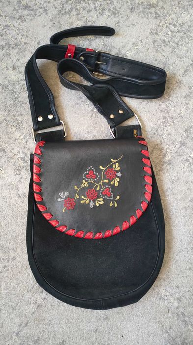 Skórzana Torebka damska Słoń Torbalski Basia Flo z haftem