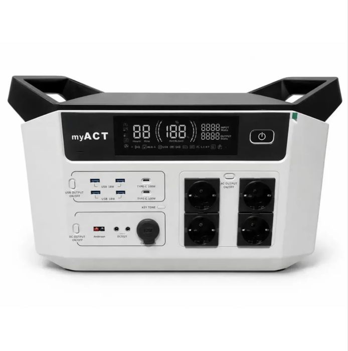 Зарядна станція myACT AP2200 2200 Вт, LiFePO4 2160 Вт·год, UPS, пікова потужність 3300вт