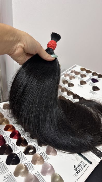 Wlosy ciemny brąz prawdziwe czarne , 70cm 102g , zalozenie