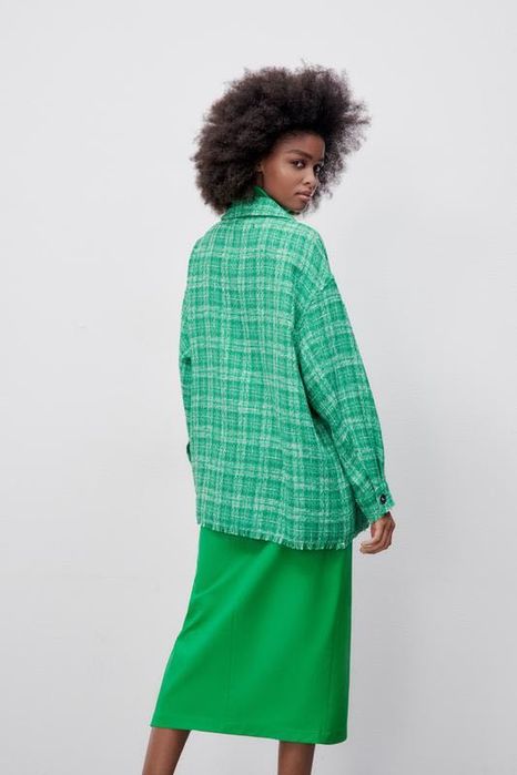 Твідова зелена сорочка Zara