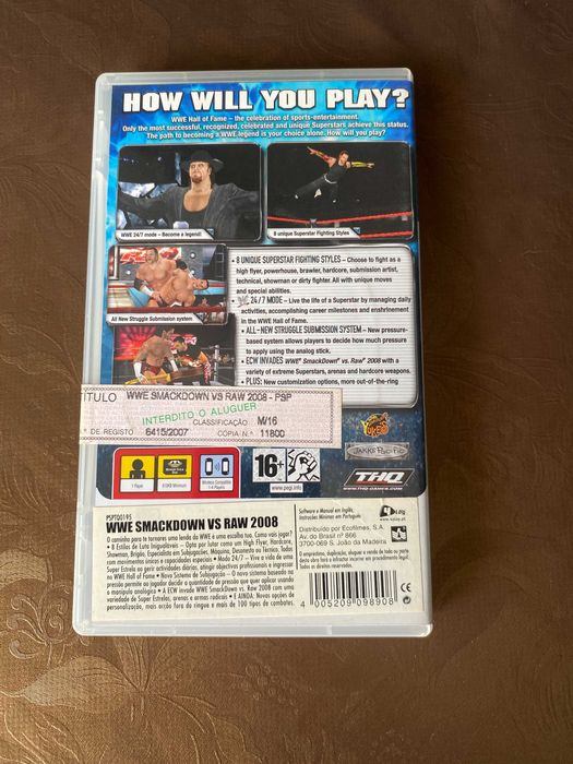 Jogo para a PSP portátil - SMACKDOWN VS RAW - 2008 - Usado