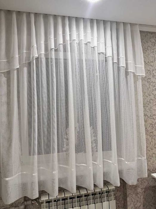 Сучасна коротка тюль на кухню 1,7 гардины штори, фатінки спальню зал