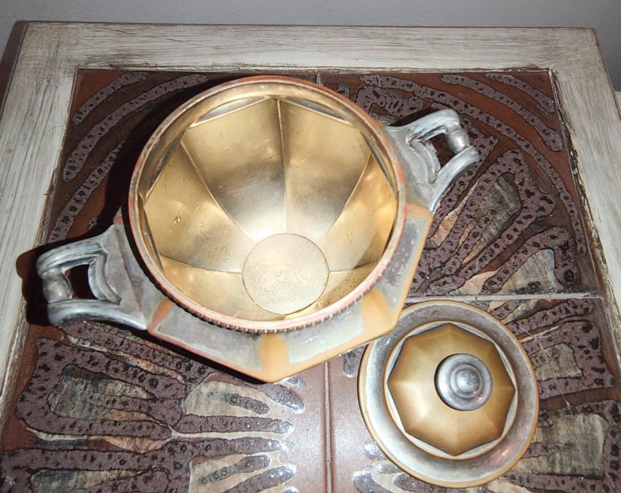 Stary platerowy dzbanek do herbaty i cukiernica Christofle