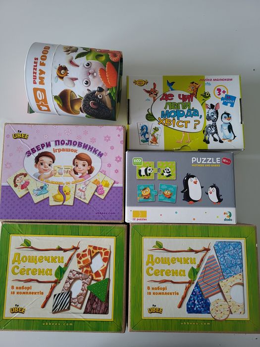 Дитячі іграшки, пазли, дощечки сегена, для малюків. Ubees, dodo, puzzlika