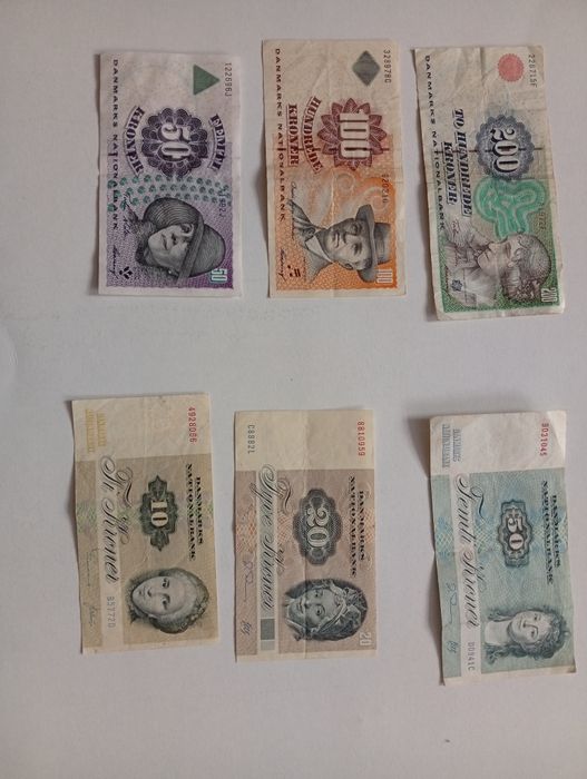 Banknoty korony  Dania zestaw.