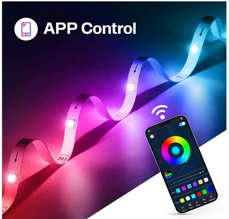 Taśma LED RGB + IC INTELIGENTNA pilot + app 2M