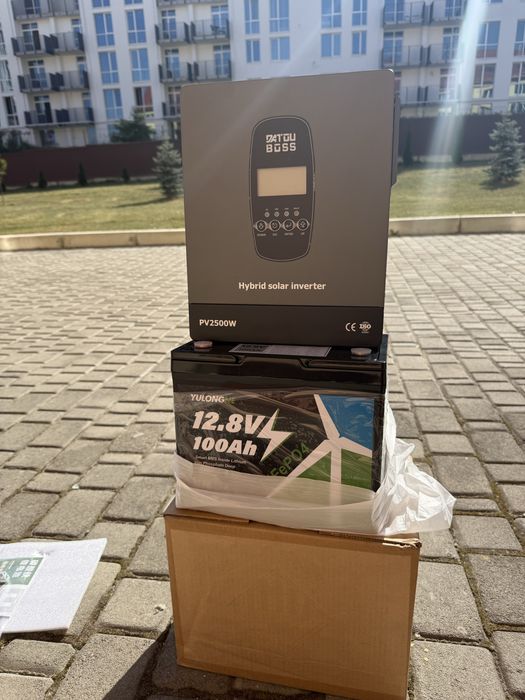 Комплект резервного живлення інвертор 12v-1.8кв та батарея 1.2 кв