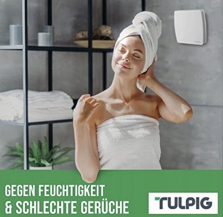 Wentylator łazienkowy Tulpig 100mm czujnik wilgotności timer ABS PET