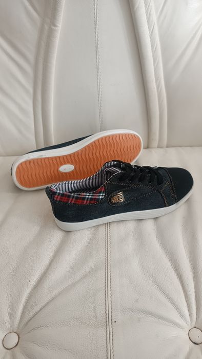 Trampki Jeansowe Czarne Denim | Wstawka w Kratkę | Casual Rozmiar 41