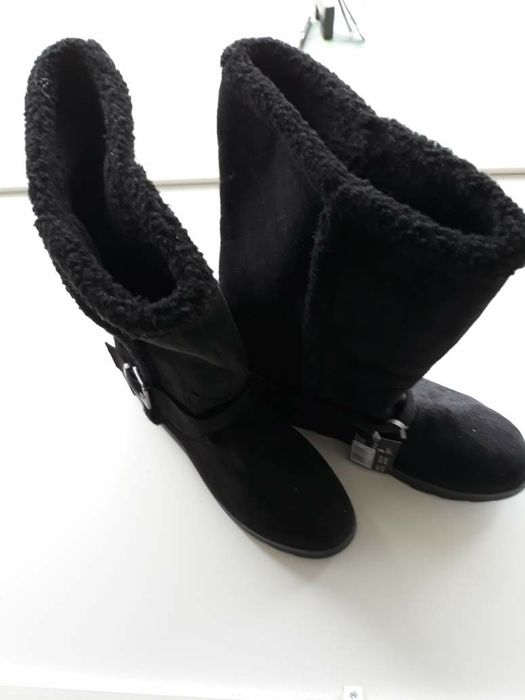 Kozaki damskie zamszowe, ocieplone