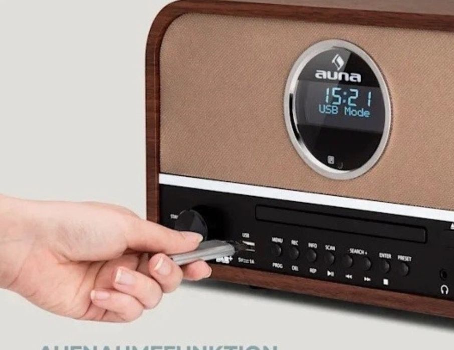 Стереосистема Auna Columbia WOOD FM Bluetooth CD-Player USB