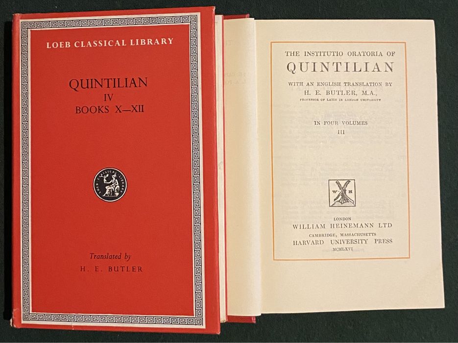 A Instituição Oratória de Quintiliano em quatro volumes