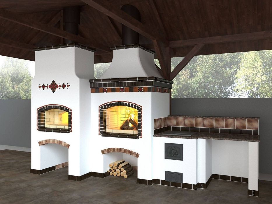 Плита с мангалом и духовкой