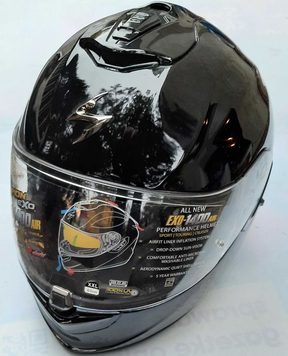 XXL 63-64cm KASK MOTOCYKLOWY SCORPION EXO-1400 AIR czarny połysk