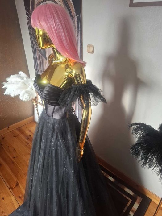 Zjawiskowa suknia na studniówkę Ortis Glamoure Black R36 Polski produc