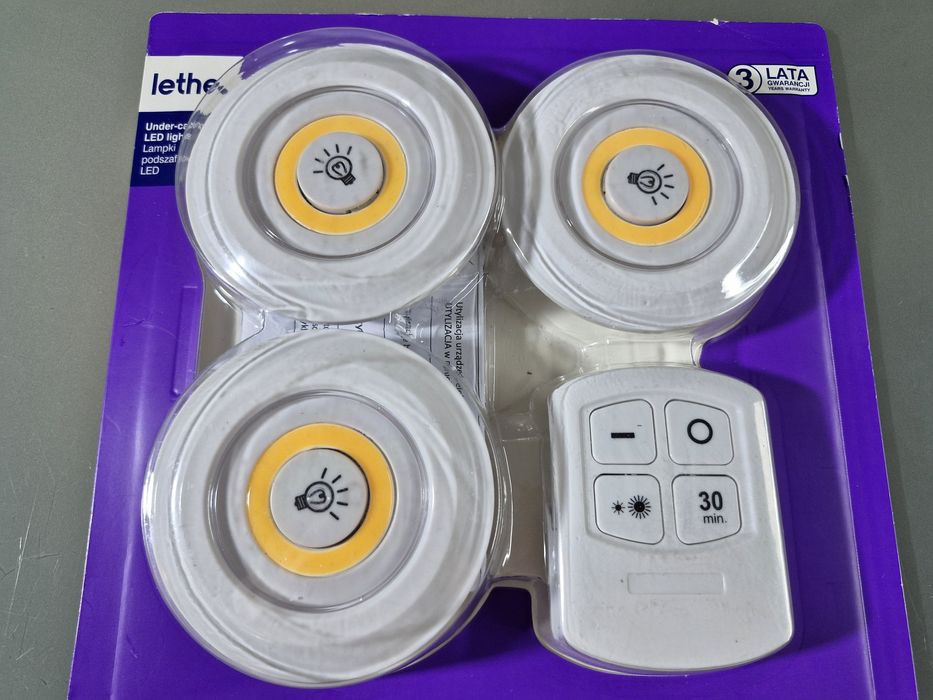 Lethe Lampki LED Podszafkowe na Baterie Samoprzyepne 3 szt. + Pilot