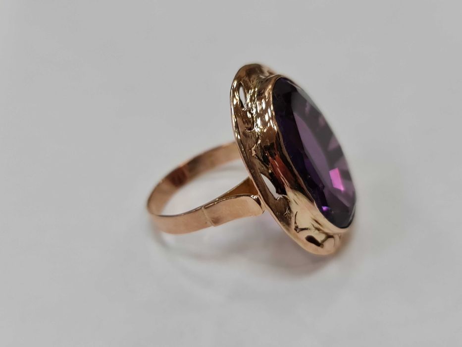 II poł. XX wieku! Złoty pierścionek/ 585/ 11.44 gram/ R19/ Aleksandryt