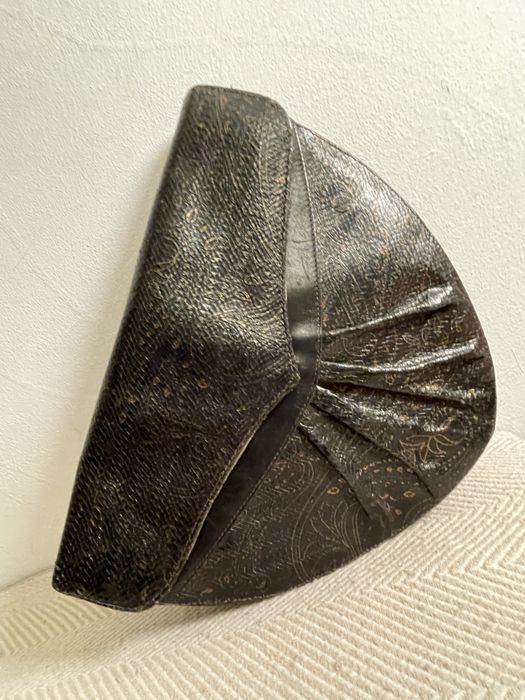 Oryginalna drapiwana torebka do reki ze skóry naruralnej VINTAGE retro