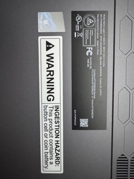 Lenovo Legion 5 16IAX10 ultra9 275hx/ 32gb/1tb/rtx5060/winll