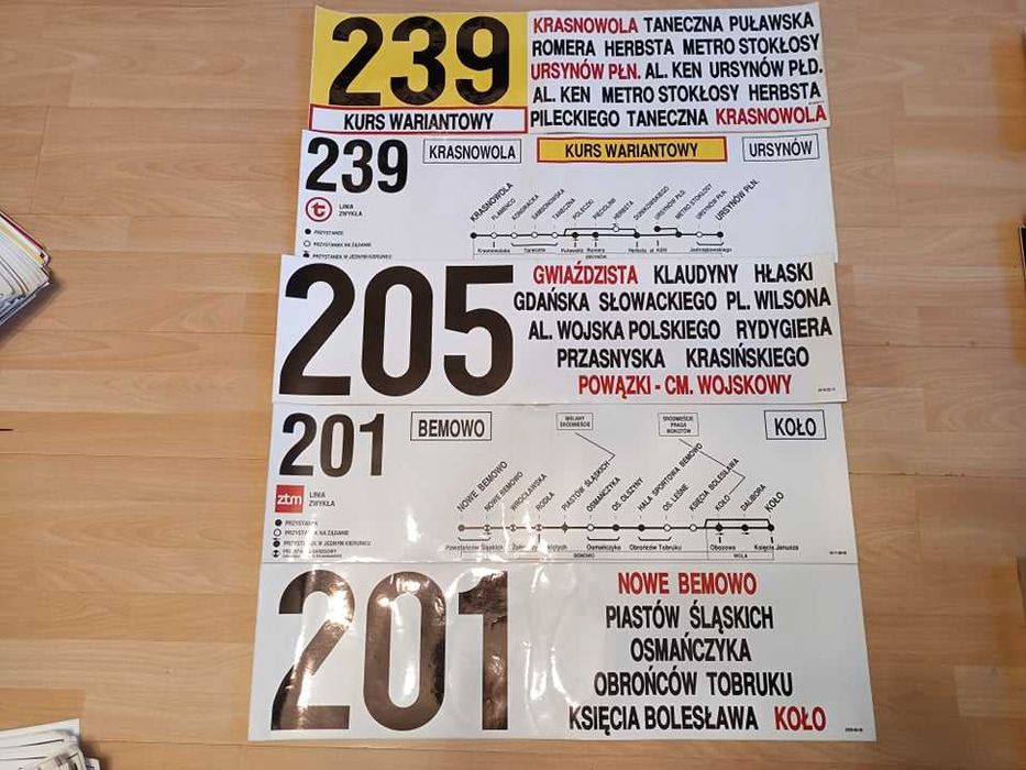 Naklejki trasowe linii EEC (ZTM Warszawa)