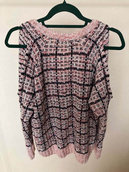 Kolorowy sweter z rozcięciami na ramionach River Island roz. S/M