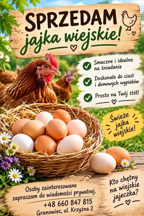 Sprzedam jajka wiejskie