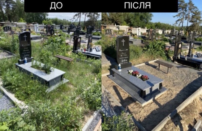 Прибирання та догляд за місцем поховання. Львів.