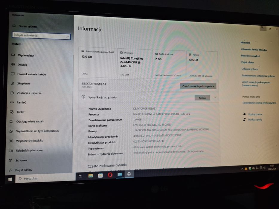 Komputer stacjonarny| Intel i5 | ASUS Z87-C | GTX 750Ti|SSD+HDD